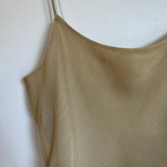 Theory Tan Gold Shimmery Teah Corded Tank Top Size Small - Picture 3 of 8